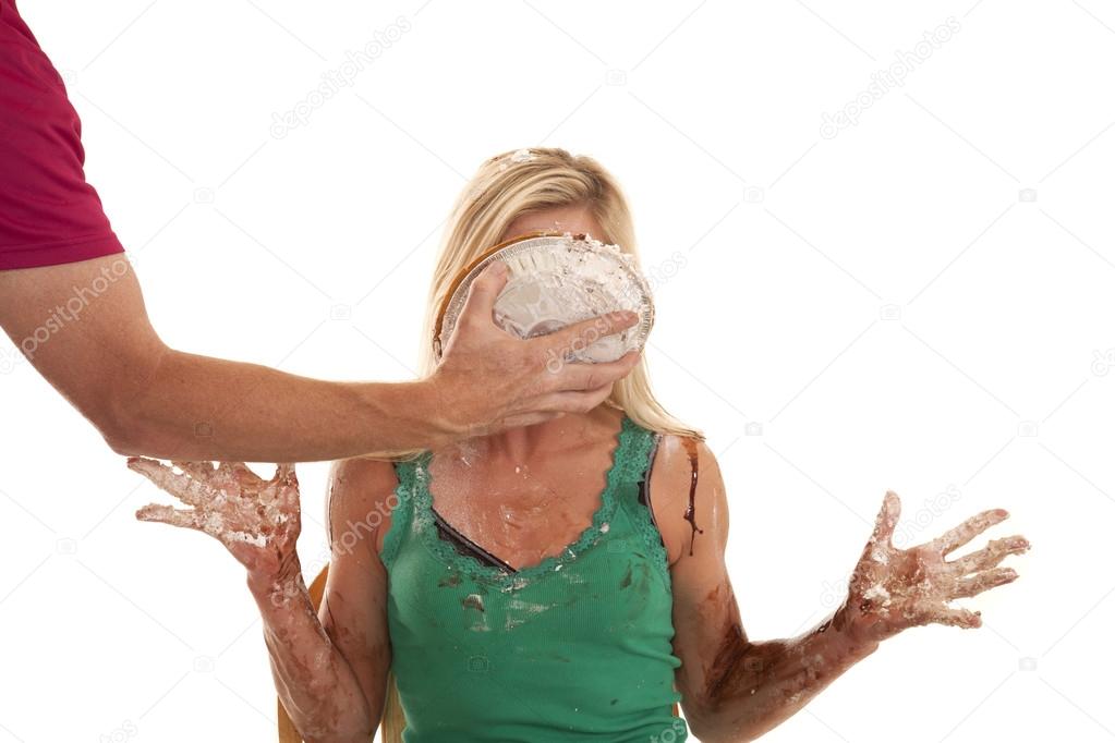 Woman with pie in her face